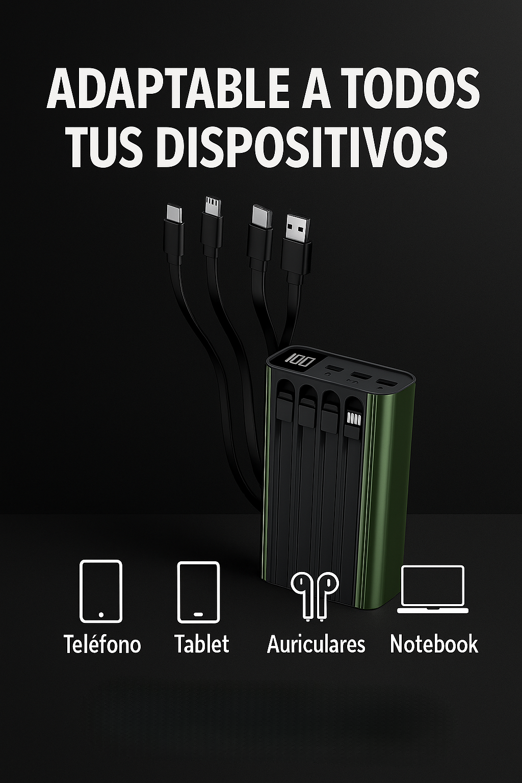 Power Bank 5 en 1 – carga rápida y total comodidad
