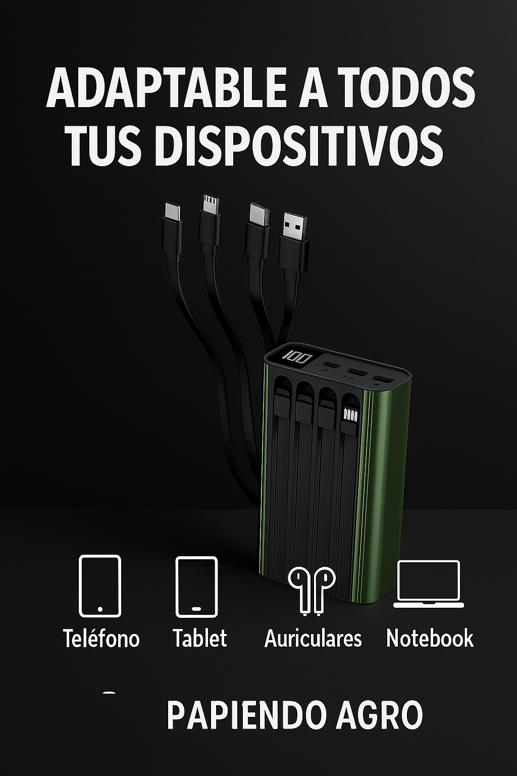 Power Bank 5 en 1 – carga rápida y total comodidad